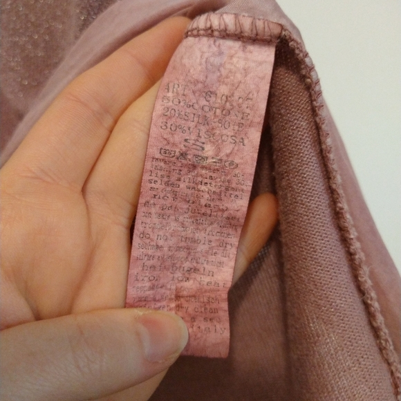 Anthropologie Belle France Mauve Oversized asymmetrical chiffon knit pocket top - Picture 6 of 7